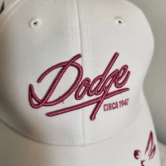 DODGE Pink White Hat Strapback Baseball Vintage Cap Womens NEW TAGS - Picture 7 of 14